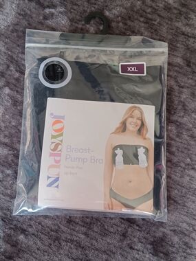 NWT JOYSPUN Breast-Pump Bra XXL - Black Hands-Free Zip Front